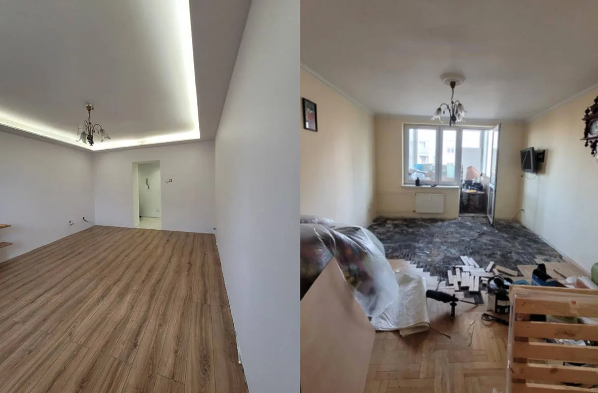 efekt przed i po wykonanym remoncie w Krakowie przez Atłas Design